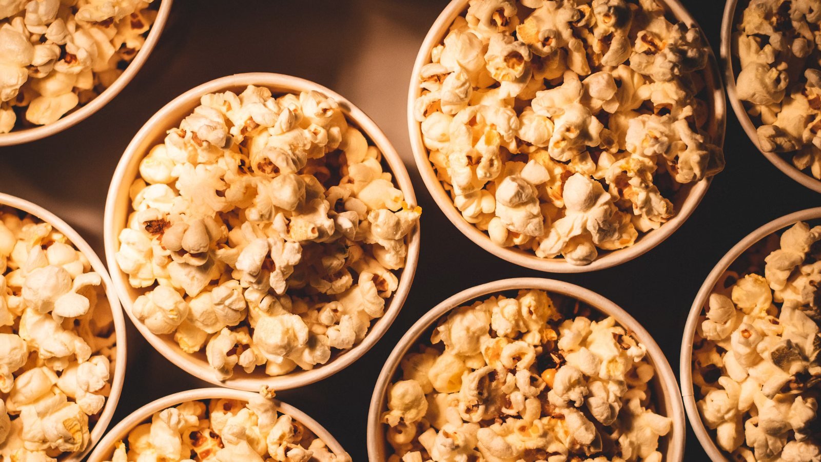 Bowls of popcorn ready for a Christmas movie night