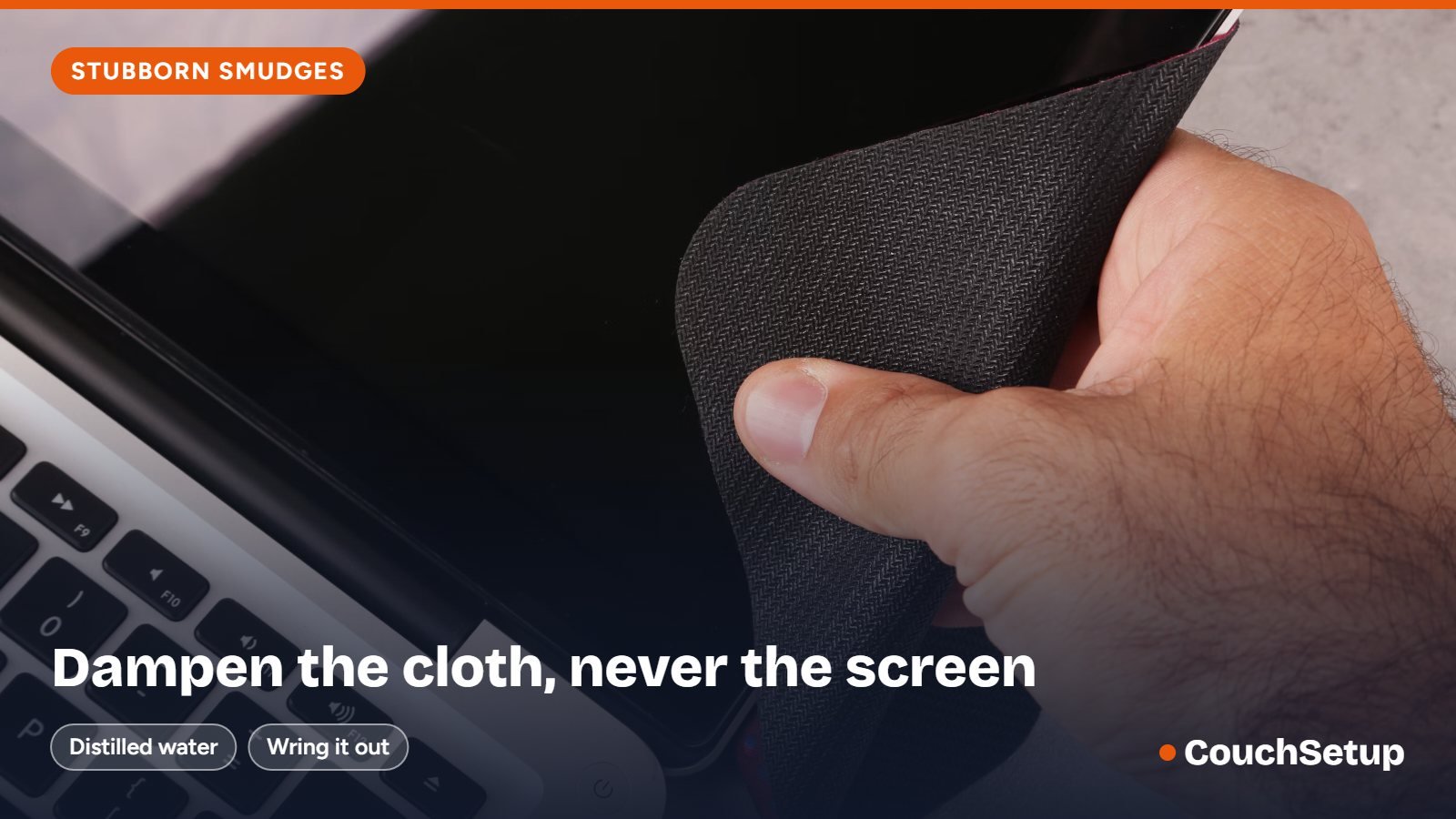 How to clean a TV screen with a lightly damp cloth for smudges